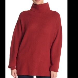 FREE PEOPLE SOFTLY STRUCTURED TURTLENECK OVERSIZED SWEATER RUST RED SZ MED
